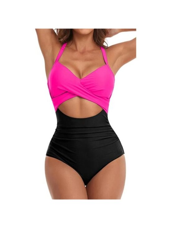 Tops - Eomenie Women's One Piece Swimsuits Tummy Control Cutout High Waisted Bathing